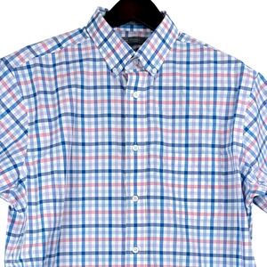 Daniel Cremieux Signature Collection Mens L Plaid Short Sleeve Button Down Shirt